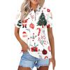 Women's Fashion Casual Lapel Short Sleeve Christmas Print Shirt Women's Button Up Tops