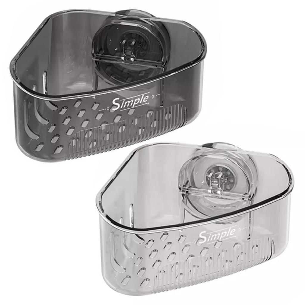 2PCS Sink Corner Drain Box with Drain Hole Plastic Sink Storage Rack Holder Suction Cup Mount for Sponges Scrubbers