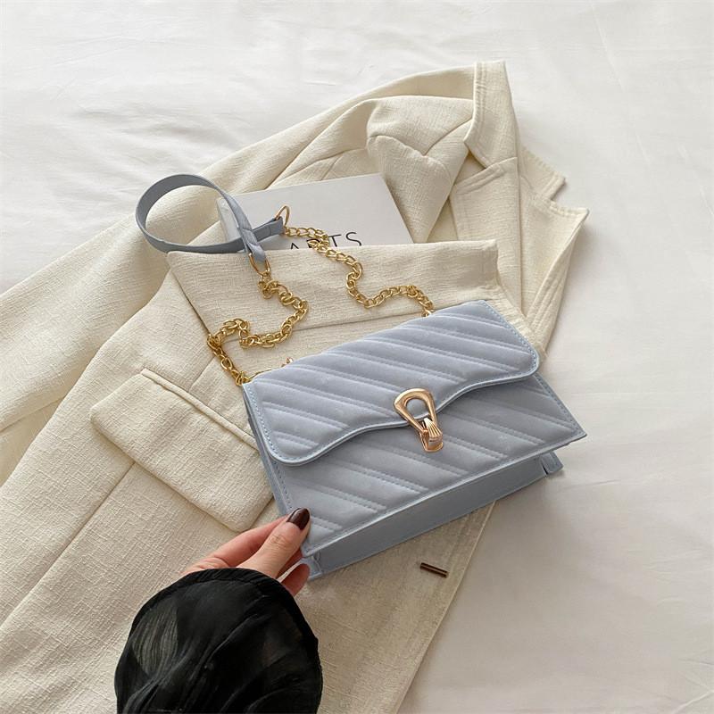 Stylish Fashionable Women's Casual Shoulder Bag Trendy Small Square Crossbody Bag In Black Khaki Gray Blue And White Colors