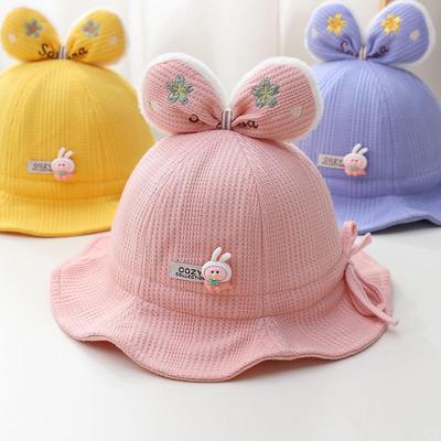 Cute Bow Baby Bucket Hat Spring Autumn Ruffle Brim Infant Girl Fisherman Cap Thicken Windproof Toddler Sun Hat