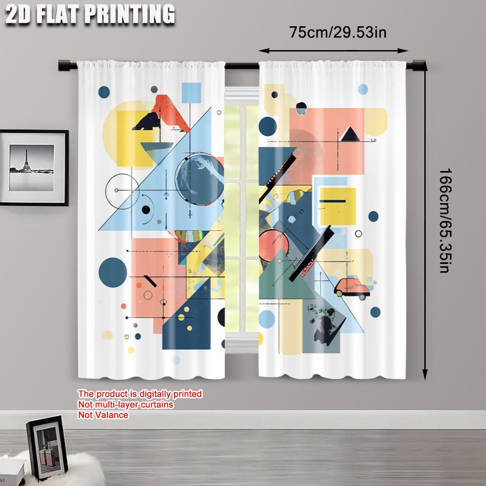 2pcs, plane printing Minimalist Curtains Abstract classic famous painting Durable Polyester (without rod) Decorations Inside