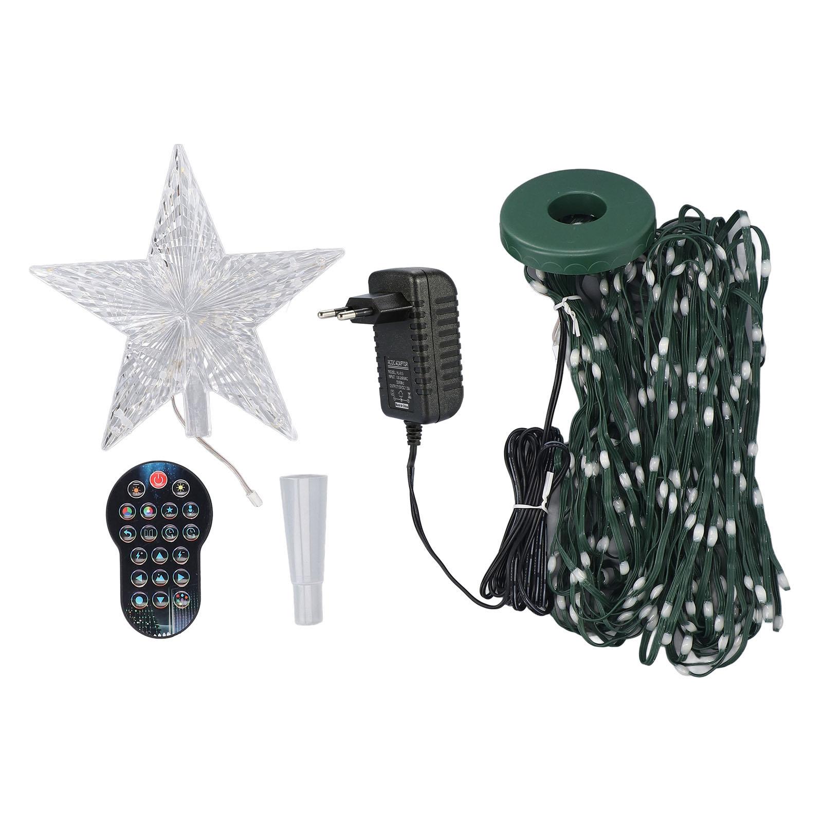 

400 светодиодов, разноцветные огни для рождественской елки, полоса, точечно-матричное световое шоу, декор, приложение BT, пульт дистанционного управления, 5 футов/1,5 дюйма EU Plug