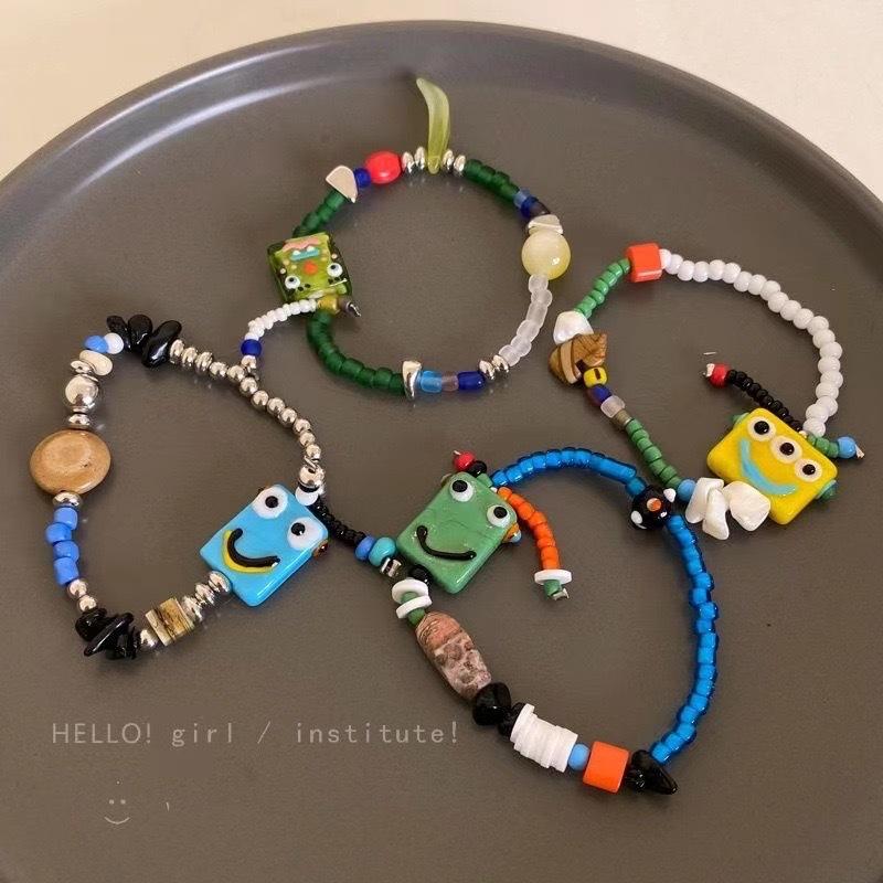 Summer Cute Cartoon Robot Colored Beaded Bracelet