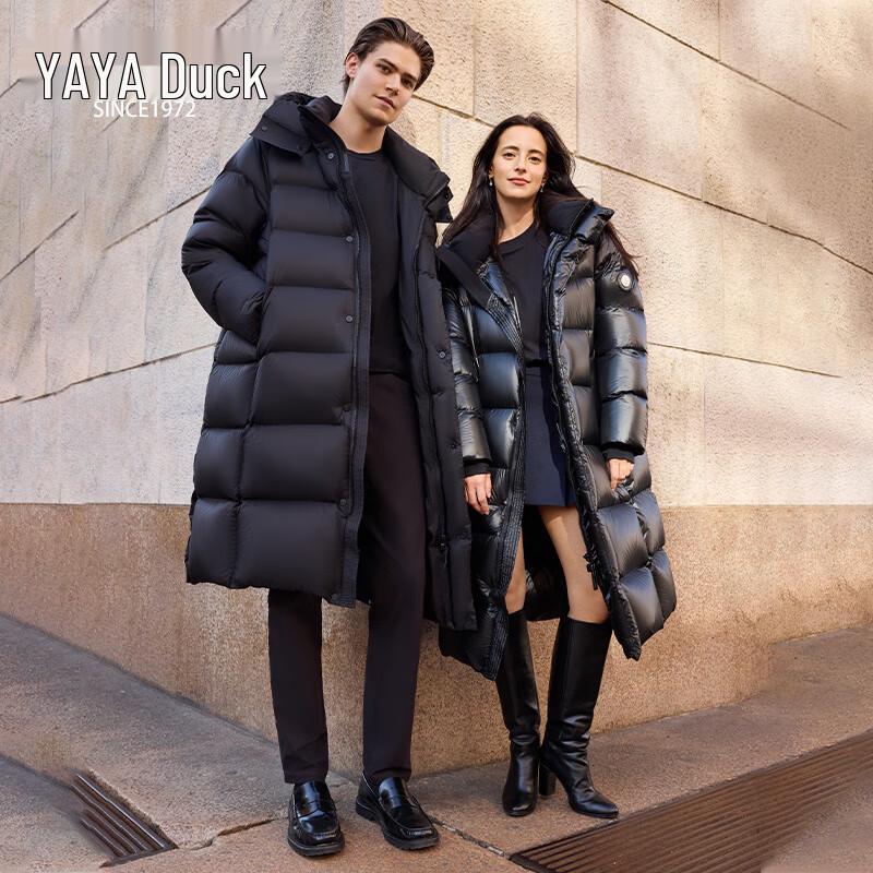 YAYA 2024 Unisex Long Goose Down Hooded Parka YE4B611237W