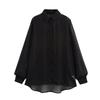 Jnleaog Autumn New Women's Clothing Fashion Style French Style Fashionable All-Match Fake Two-Piece Chiffon Casual Shirt