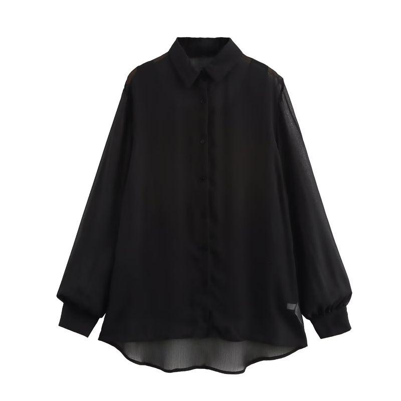 Jnleaog Autumn New Women's Clothing Fashion Style French Style Fashionable All-Match Fake Two-Piece Chiffon Casual Shirt
