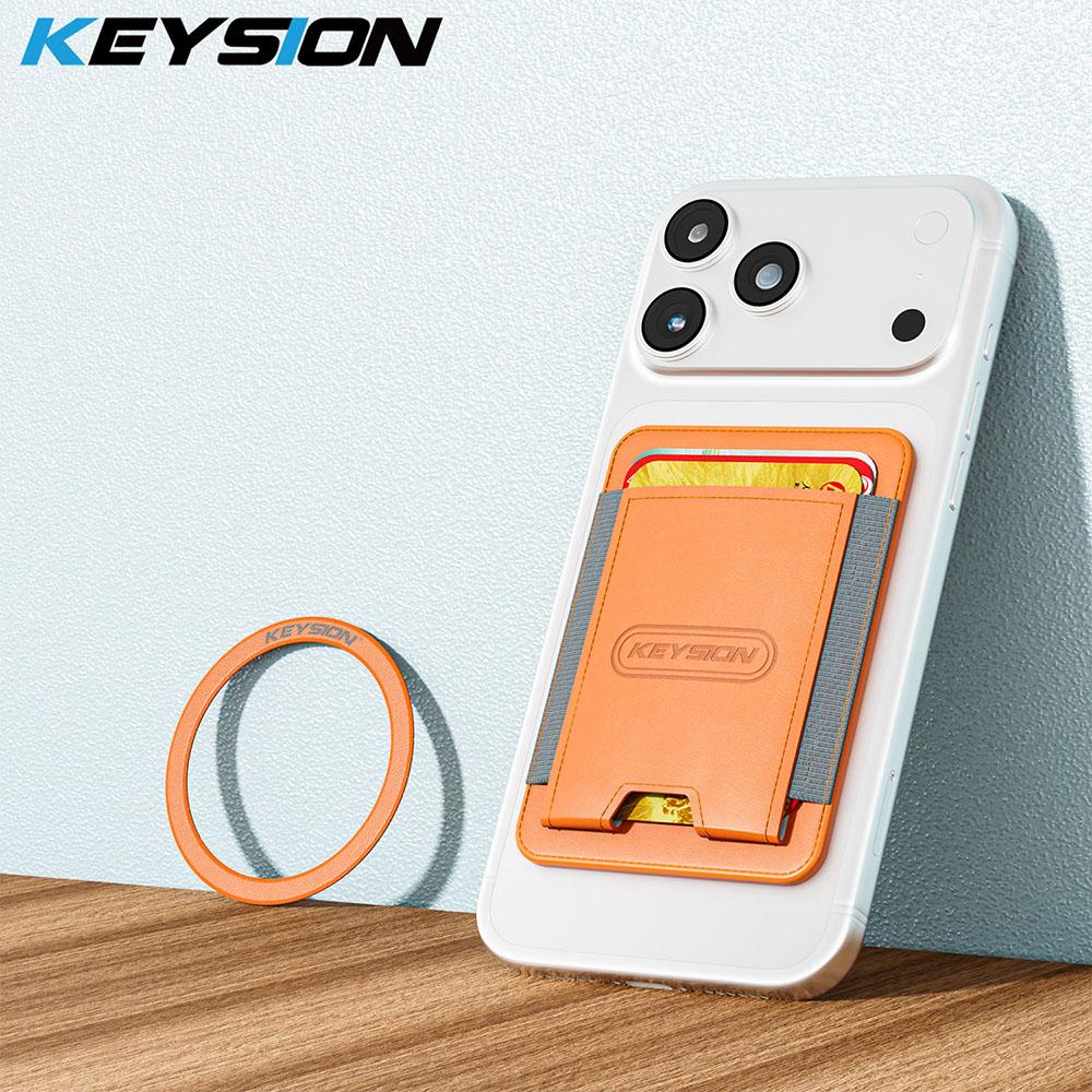 KEYSION Magnetischer Kartenhalter für Magsafe für iPhone 17 16 15 Pro Max Samsung Huawei Elastische PU-Leder Geldbörse Tasche Handyhülle