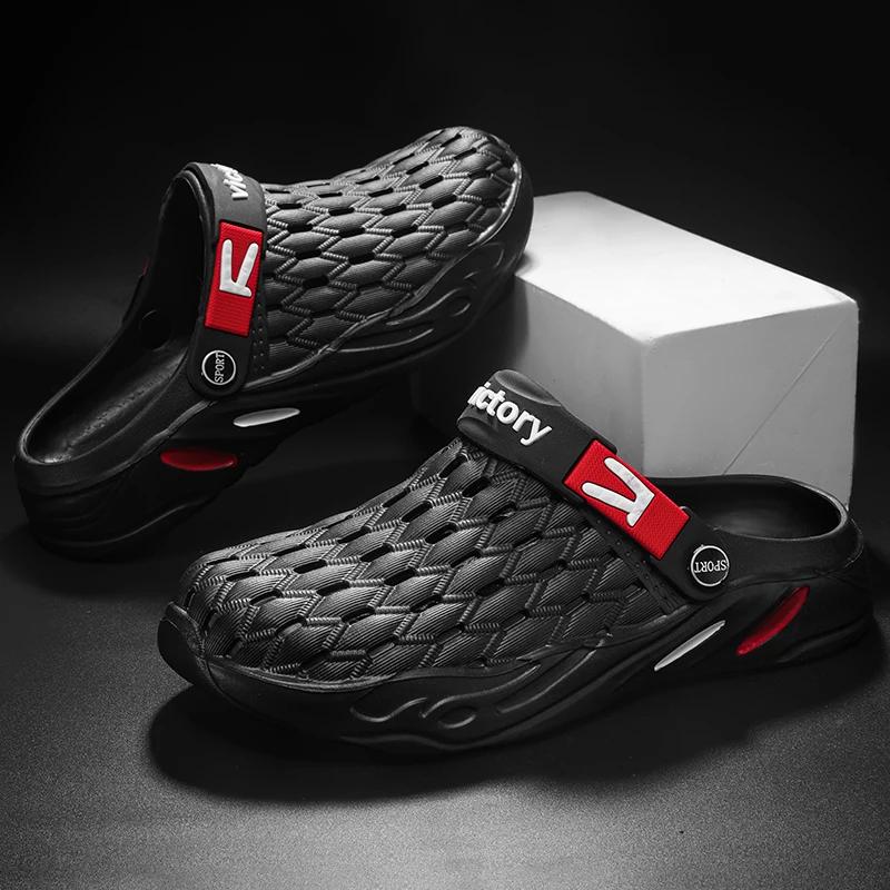 

2025 Лето Новое поступление Мужские сандалии для дома Однотонные туфли Нескользящие мягкие мужские тапочки на платформе Большой размер 47 48 39 чёрный