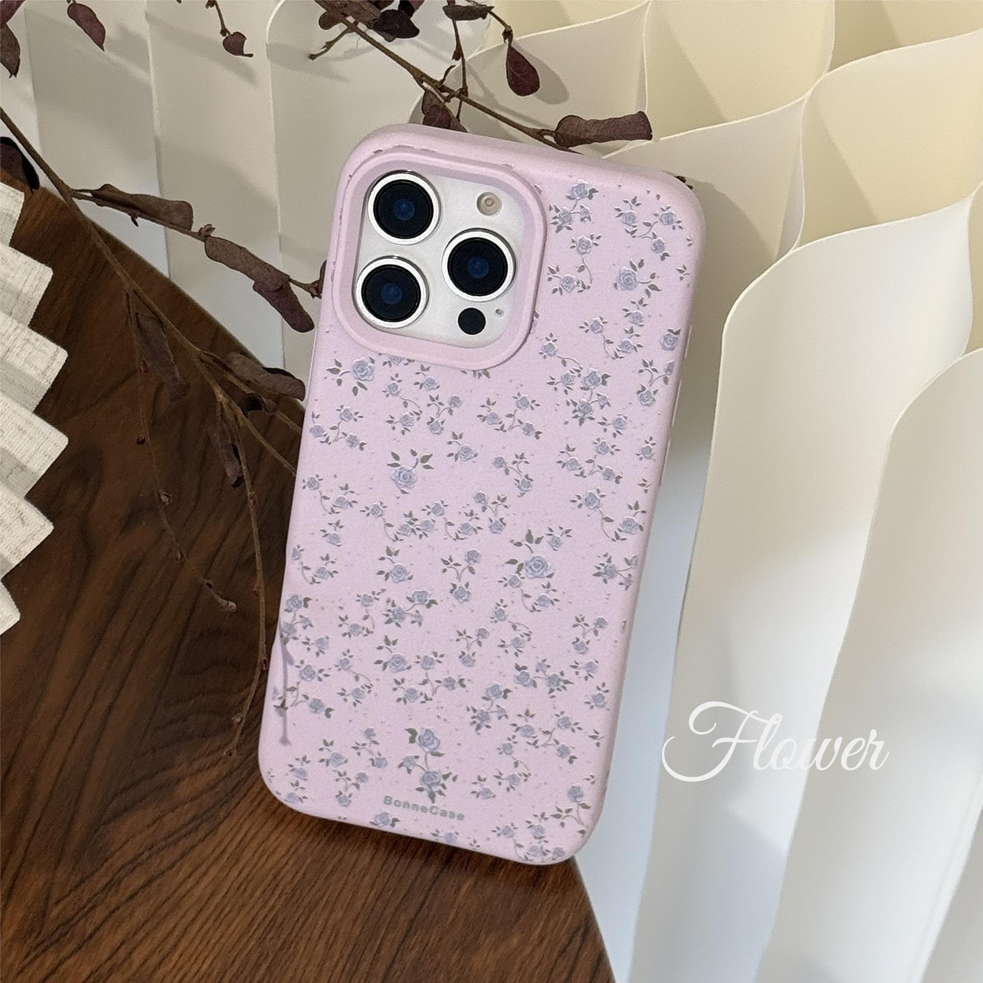 

Purple Small Floral for IPhone 16 Mobile Phone Case 17promax Korean Style Gentle for IPhone 14 Small Fresh 13 Soft 11