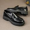 Fashion New Men Fashion Loafers Black Platform Non-slip Lightweight Comfortable Brand Leather Shoes Gentleman Social Shoes Men 38-46