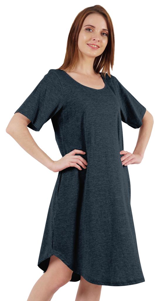 Inkmeso Noční košile pro ženy s krátkým rukávem W Noční košile s kulatým výstřihem Jersey tunika