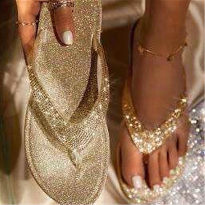 WTEMPO Women Summer Rhinestone Slip On Casual Open Toe Flat Soft Bottom Slippers Girl Flip Flop Wholesale Dropshipping