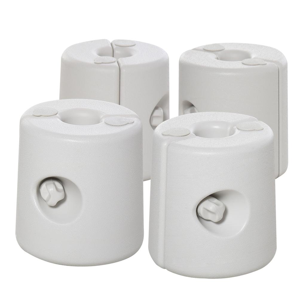 4 Pack 36 kg Gazebo Weights, Canopy Tent Weights with Rapid Clip, Gazebo Leg Weights Fill with Sand or Water, White