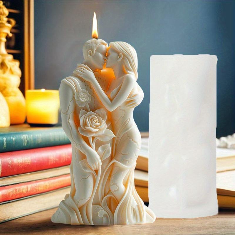 3D Rose Couple Candle Silicone Mold Men Women Embrace Couple Embrace Candle Mould Wedding Decor Valentine's Day Gift Resin Molds