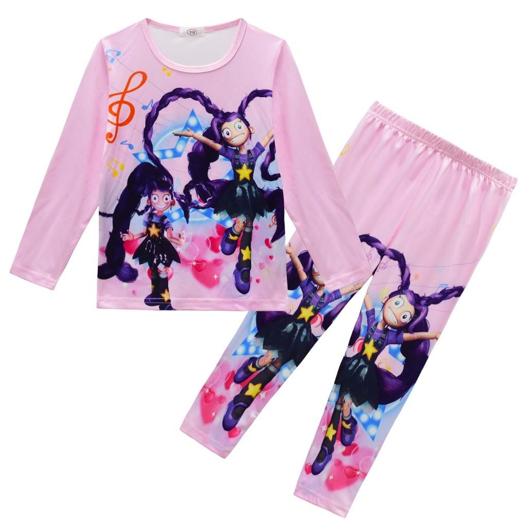 

82313 Kids Girls Lily Lovebraids Print Long Sleeves Top Trousers Pajamas Sleepwear Sets 110cm розовый