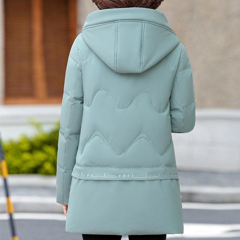 Middle Age Women Winter White Duck Down Coats Vintage Plus Size Parkas Hooded Elegant Thick Warm Down Jackets Woman Outerwears