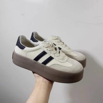 Chaussures pour femmes en cuir nouvelles chaussures blanches à plateforme printemps rétro décontractées chaussures de sport