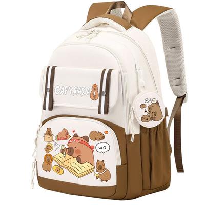 New Capybara Schoolbag, Funny Printing Cartoon Capybara Backpack, Large Capacity and Light for Primary and Secondary School Students