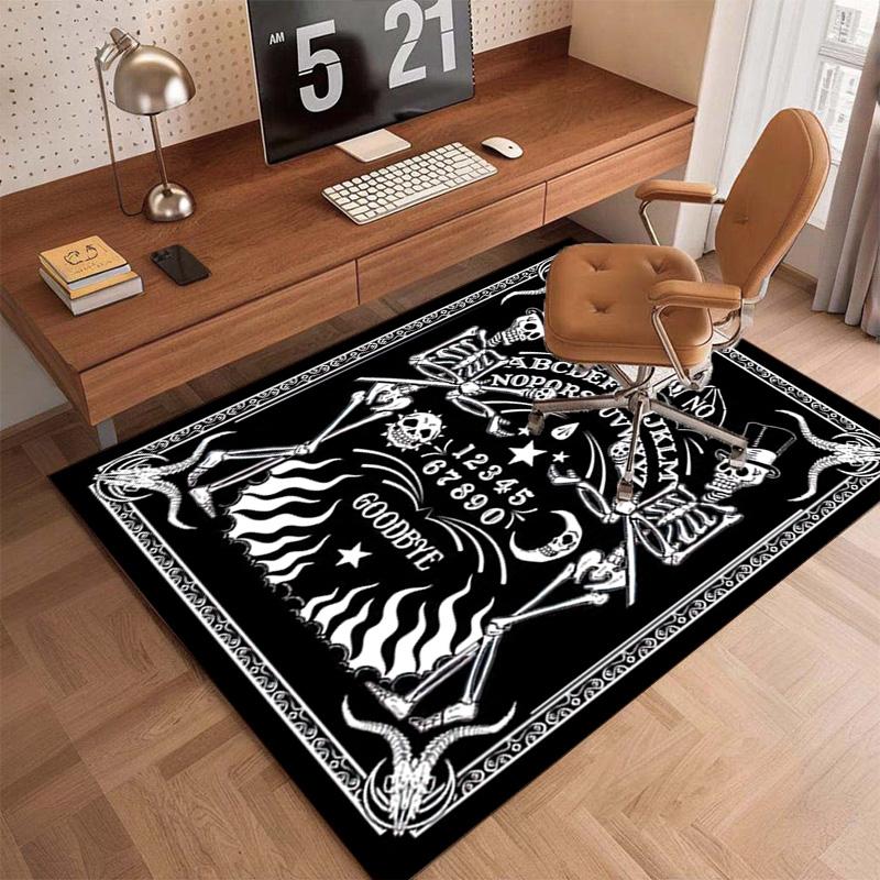 1PC Skull Dark Gothic Pattern printed Carpet Rug for Living Room Bedroom Home Sofa Decoration,Non-slip Floor Mat Floor mat