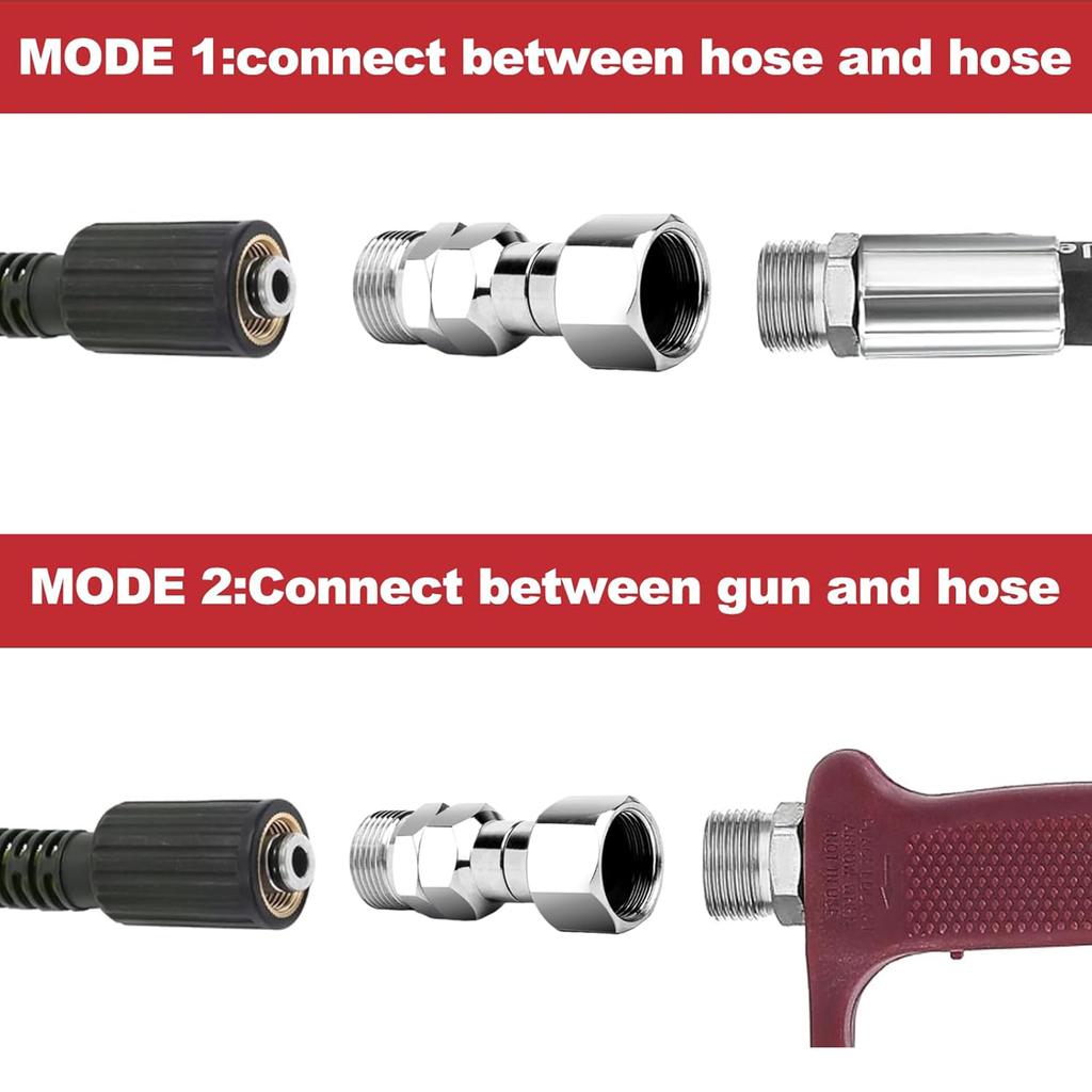 M22 High Pressure Washer Adapter Quick Release Connector 360 Degree Rotatable Adapter Car Washer Outlet Adapter