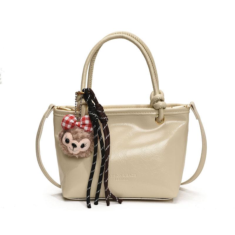 

Весна новая модная ретро текстура трендовая однотонная сумка через плечо мессенджер минималистичный стиль портативная сумка-ведро No pendant белый