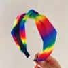 1pc Rainbow Wide Knotted Headband for Women, Soft Stretchy Fabric, Gradient Color for Spring Summer, Beach, Festival, Daily