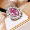Delicate 100%  Sterling Silver Pink Zircon Stones Rings for Women Fashion Bridal Wedding Tourmaline Ring  Gift