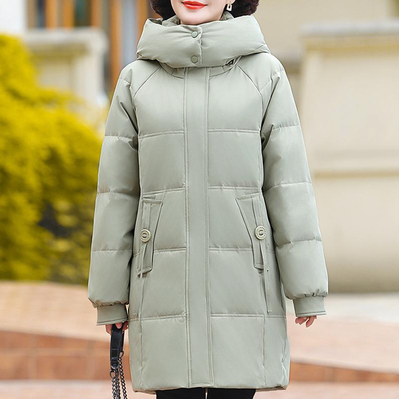 

Женские пуховики больших размеров средней длины, зимние винтажные парки с капюшоном, элегантные, толстые и теплые, на пуху белой утки, верхняя одежда для женщин 3XL кислотные зеленого