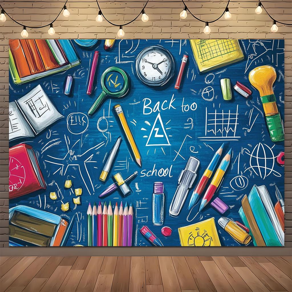 2D plane 1 cartoon-themed background school supplies suitable for hanging banners and art classrooms