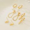 4 Pcs Fashion Gold Plated Zircon Earring Set For Women Dainty Copper Cartilage Piercing Earring Female Party Daily Jewelry Gifts
