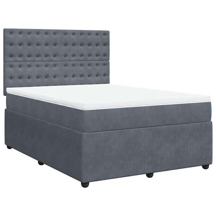 Maison Exclusive - Sommier à lattes de lit et matelas Gris foncé 160x200cm Velours