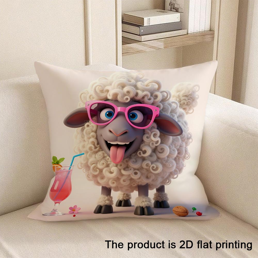 1Pc Adorable Animal-Printed 2D Flat Printing Pillowcases Sofa Cushion Cover Home Bedroom Room Decoration