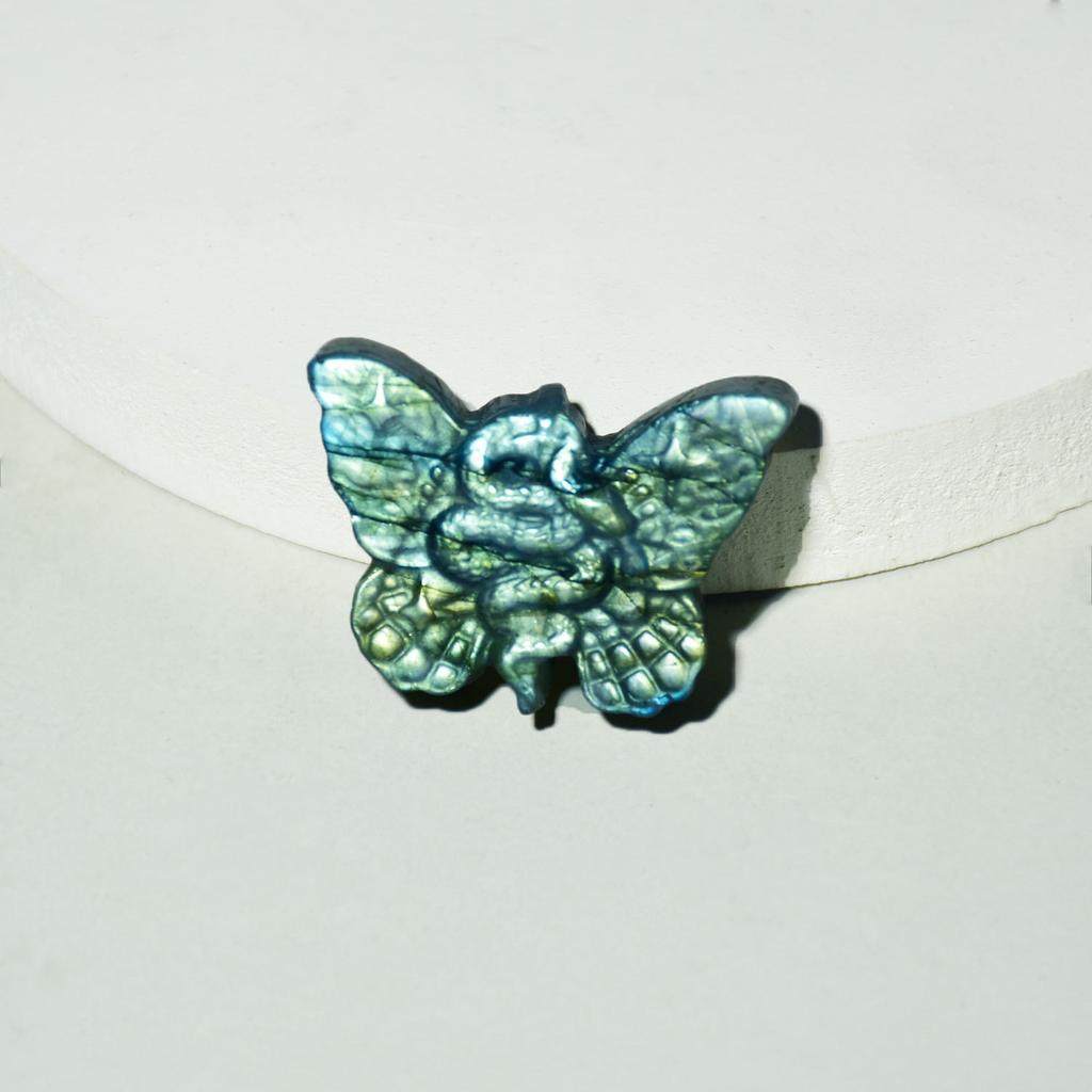 Hand Carved Engraved Seamless Labradorite Snake Butterfly Charm Natural Crystal Pendant DIY Necklace Bracelet Earring Making
