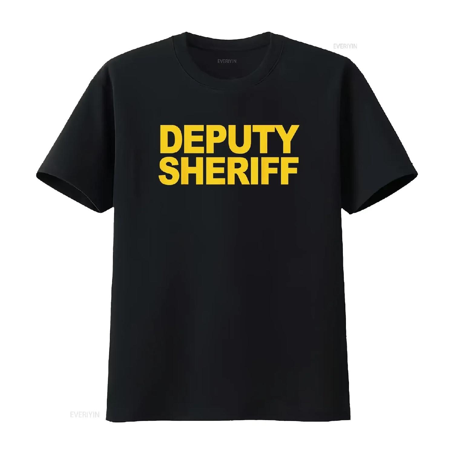 

Deputy Sheriff T Shirt Front Print Law Enforcement Clothing vintage Washed Casual Slightly designer clothes Comfortable homme XXXXXL чорний