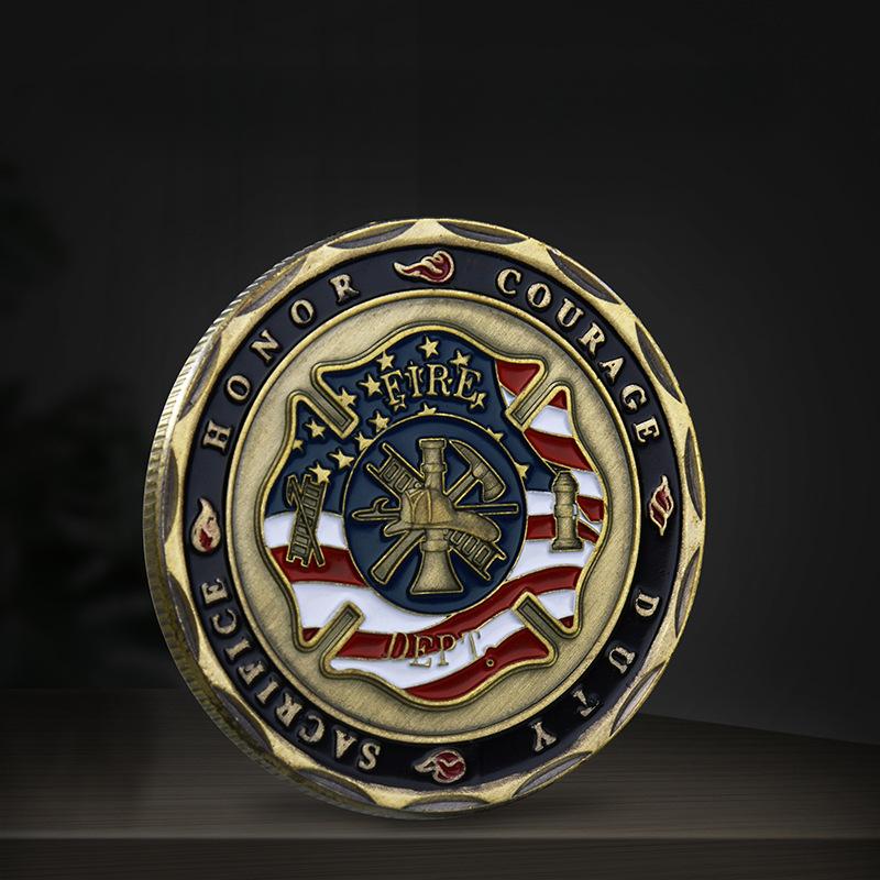 מטבע הנצחה של פטרון הכבאי, St. מטבע זהב מצופה ברונזה אמריקאי פלוריאן מטבע הנצחה