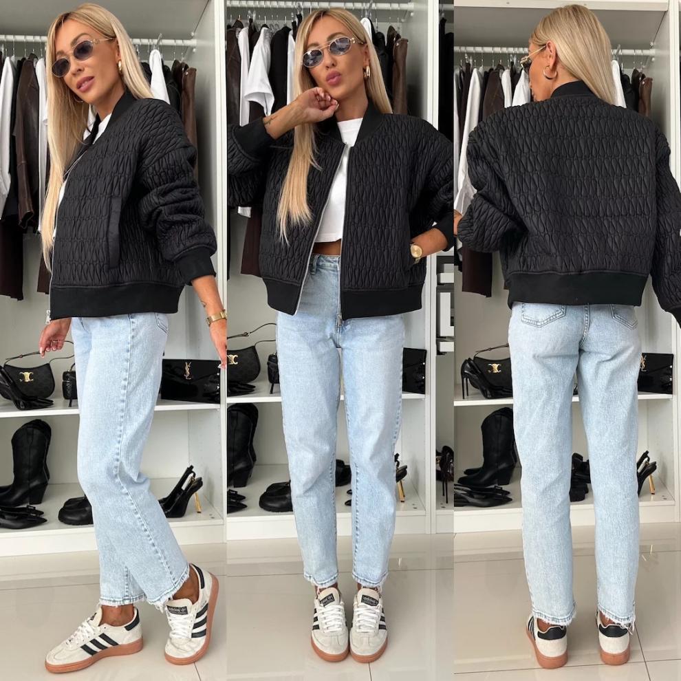 Women's 2024 Autumn/Winter Solid Color Embroidered Short Zip-up Jacket Cotton-padded Coat