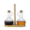 Heat-Resistant Borosilicate Glass Oil Bottle with Cork, Striped Design for Soy Sauce & Vinegar.