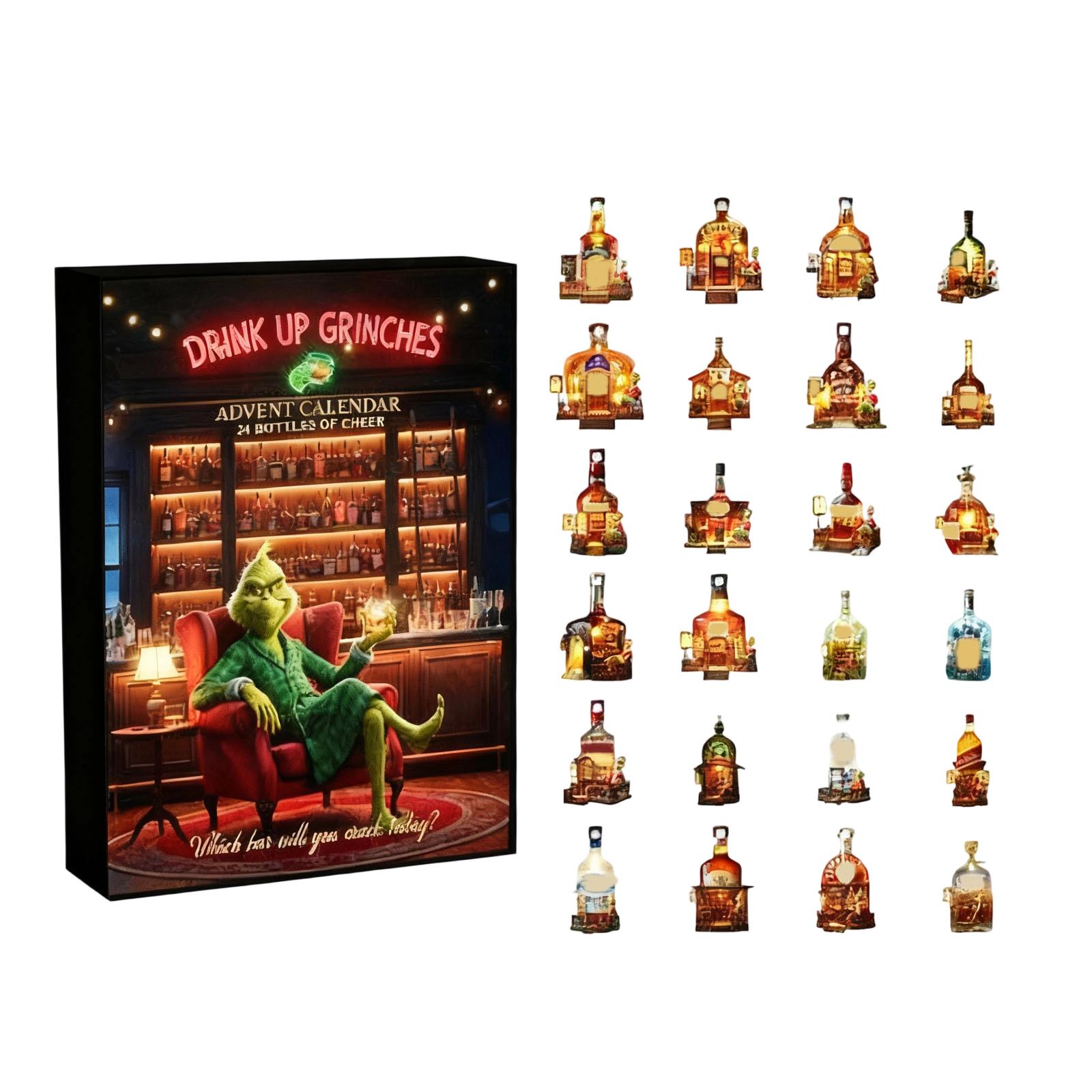 

2D 24pc DRINK UP GRINCHESPopular Holiday Bar 2025 Christmas Advent Calendar Acrylic One Size