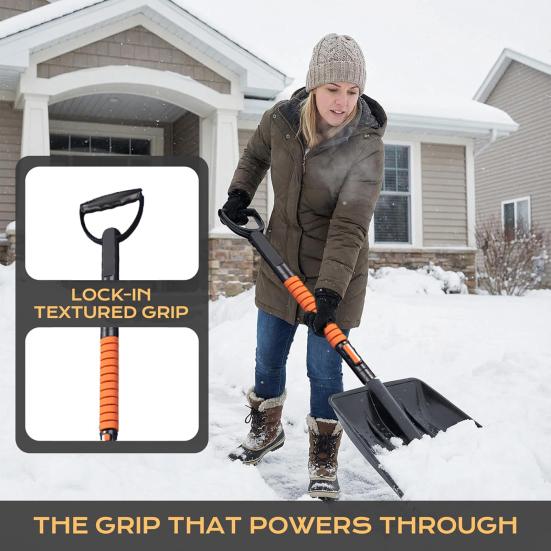 Pala de Nieve Rasqueta de Hielo 5 en 1 Cepillo de Nieve Multifuncional con Mango Retráctil Ergonómico