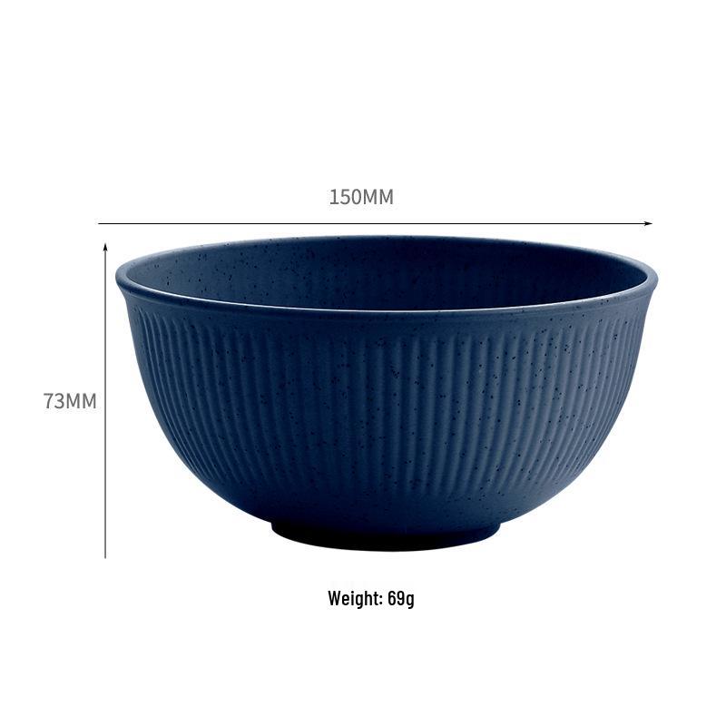 TK Exclusive Wheat Straw Bowl: 15cm Macaron Color, Vertical Stripe Design, Customizable with Logo