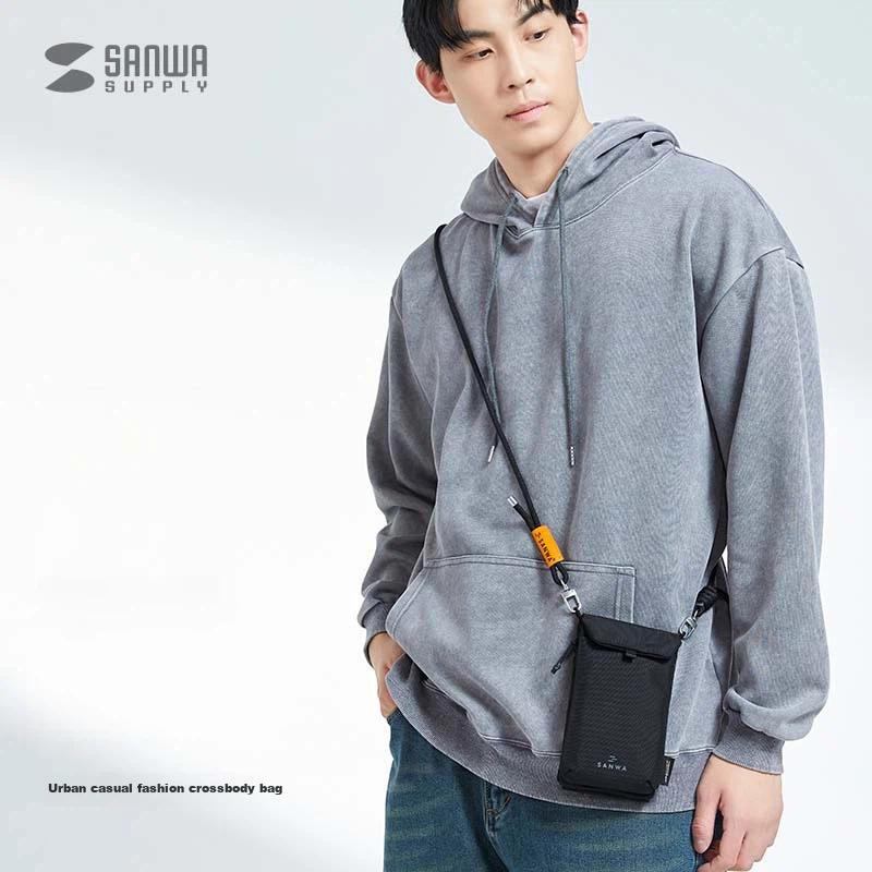SANWA SUPPLY Shoulder Bag, Crossbody Bag, Phone Bag, Wear-Resistant Outdoor Sport Bag, Black