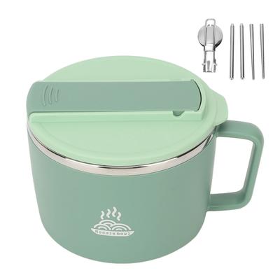 Noodle Bowl with Chopsticks and Spork 1200ml 304 Stainless Steel Portable Ramen Cooker Bowl with