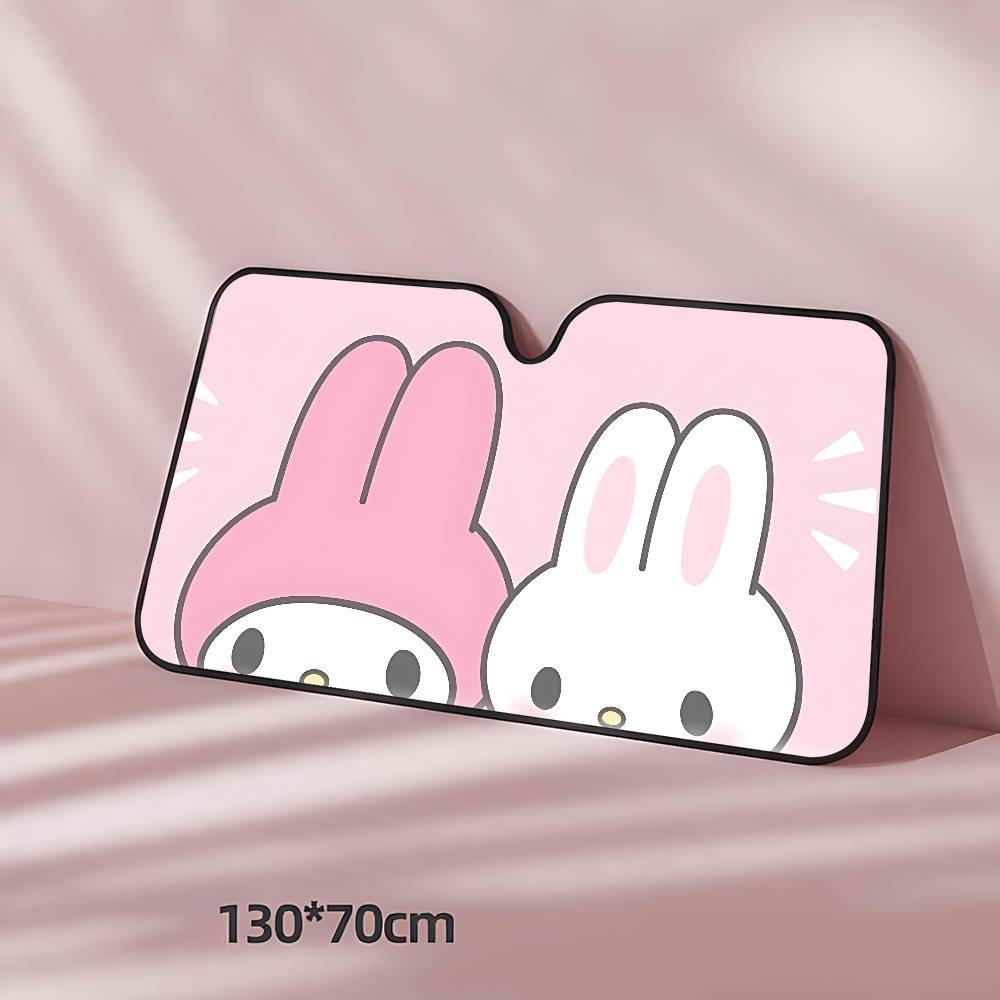M-My Melody Car SunShade Windscreen Front Window Visor 70x130cm Sun Visor Solar Protect Plaid Gift Novelty Car