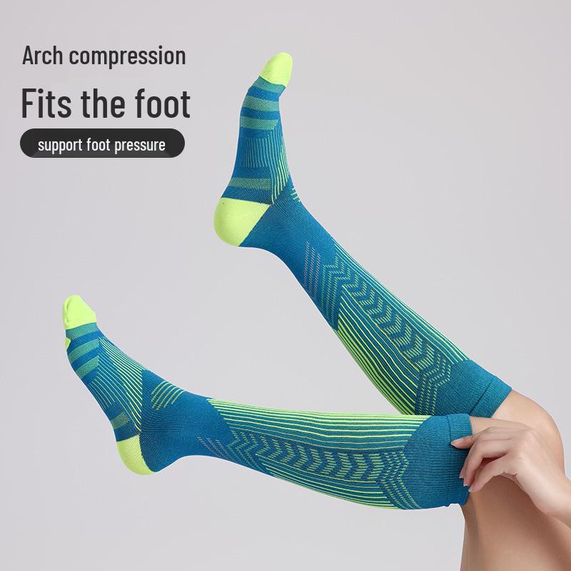 Meikes High Tube Compression Socks with Reflective Stripes for Running, Skipping, Cycling
