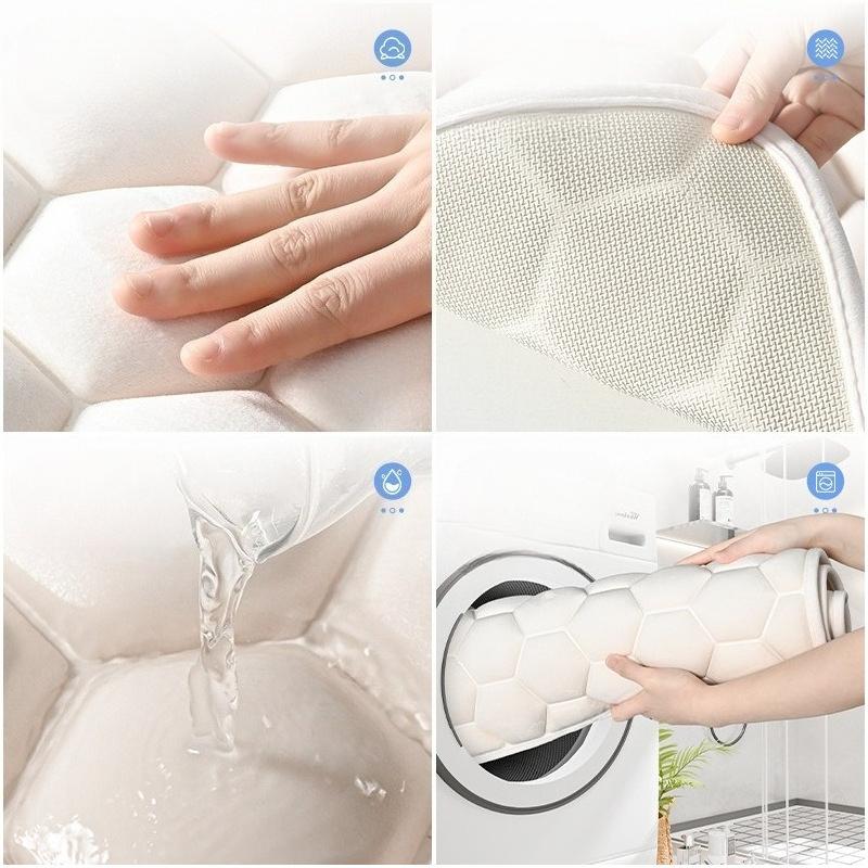 Tappetino da Bagno in Spandex con Memory Foam, Tappeto da Bagno a Nido d'Ape 3D con Supporto Antiscivolo in SBR, Super Assorbente Asciugatura Rapida, Tappetino per Doccia