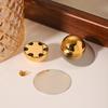 18K Gold Plated Stainless Steel Disc Earrings for Women, Niche High-end Gold and Silver Color Block Titanium Steel Studs