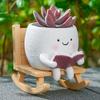 Angel resin rocking chair succulent pot for indoor tables and courtyards, handmade decor and nice gift for plant lovers.