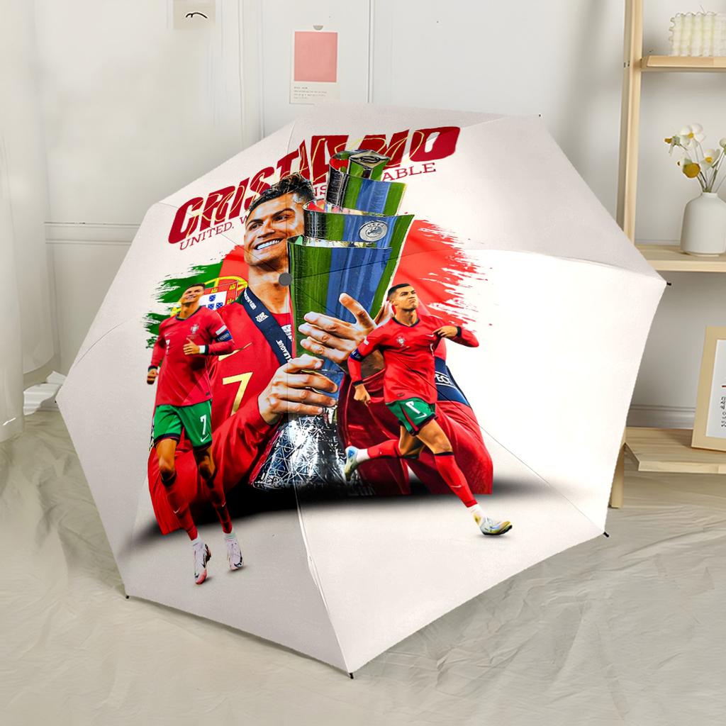 Ronaldos ikonische Reise Automatischer Regenschirm Kompakt 8-Rippen-Design Stabile Konstruktion Perfekt für Outdoor-Abenteuer Eleganter Regenschirm