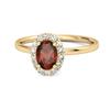 Bague Grenat Solitaire avec Accents Halo - Argent Sterling 925 Plaqué Or