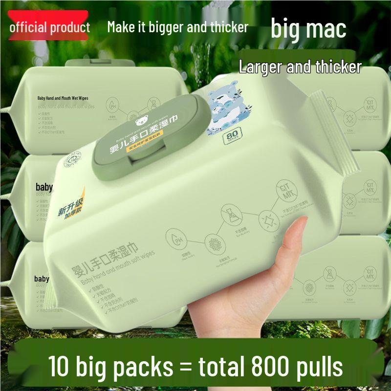 Baby Wet Wipes - Hand, Mouth & Bottom Care, Large Pack with Lid, Ideal for Hotels